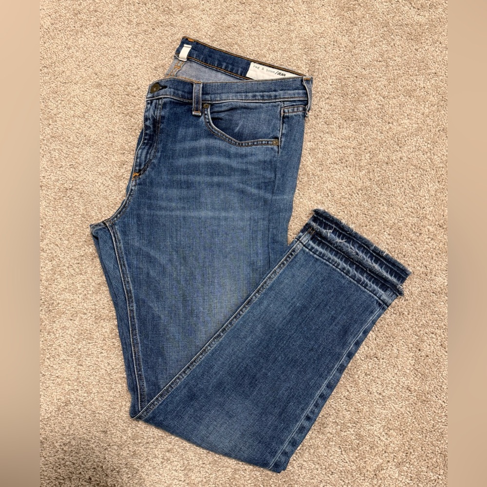 Rag & Bone Slim Straight Women's Jeans - Blue Size 32 - Picture 2 of 5